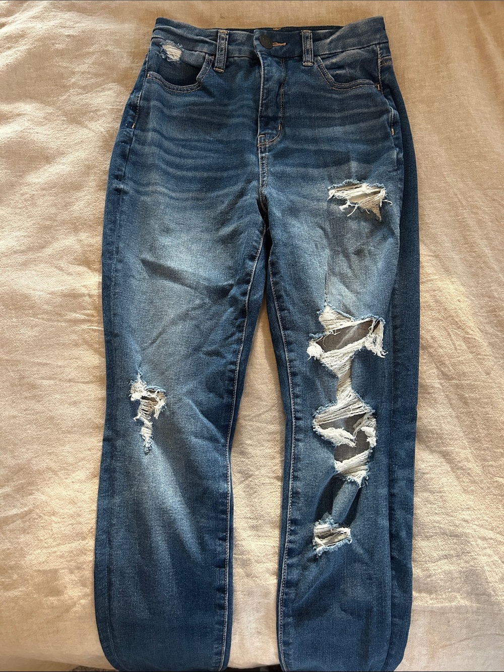 American Eagle Outfitters Ripped Dark Blue Skinny Jeans